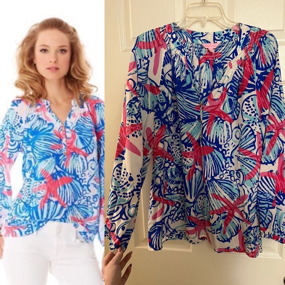 Lilly Pulitzer “She She Shells” Elsa Blouse - Picture 1 of 7